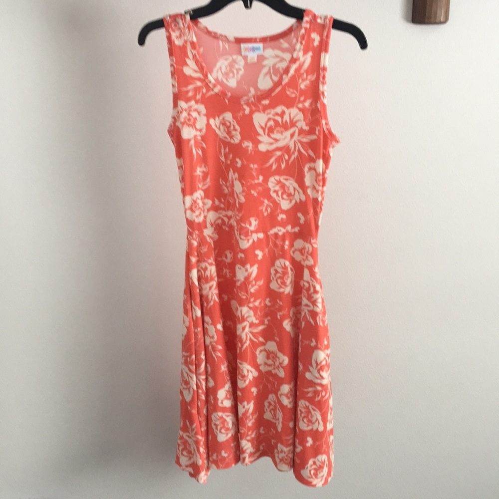 LuLaRoe Nikki tank dress coral and cream